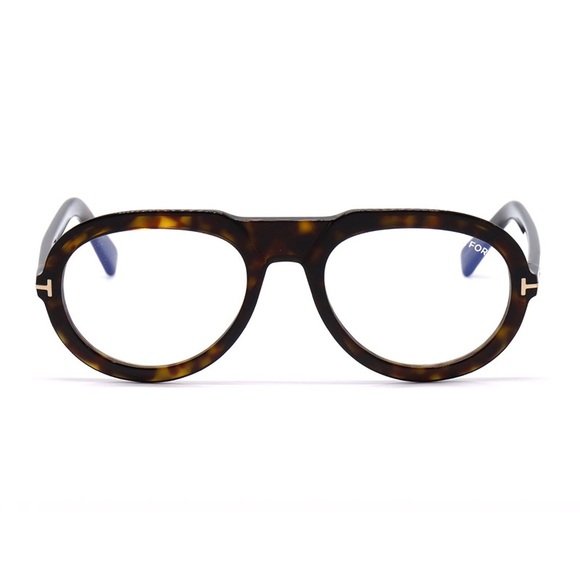TOM FORD EYEGLASSES FT5756-B 052 Shiny Dark Havana Blue Light Block 53mm - Picture 2 of 5